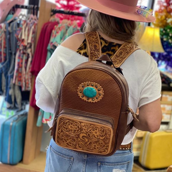 NWT New American Darling Tooling Detail Leather Backpack main image 4